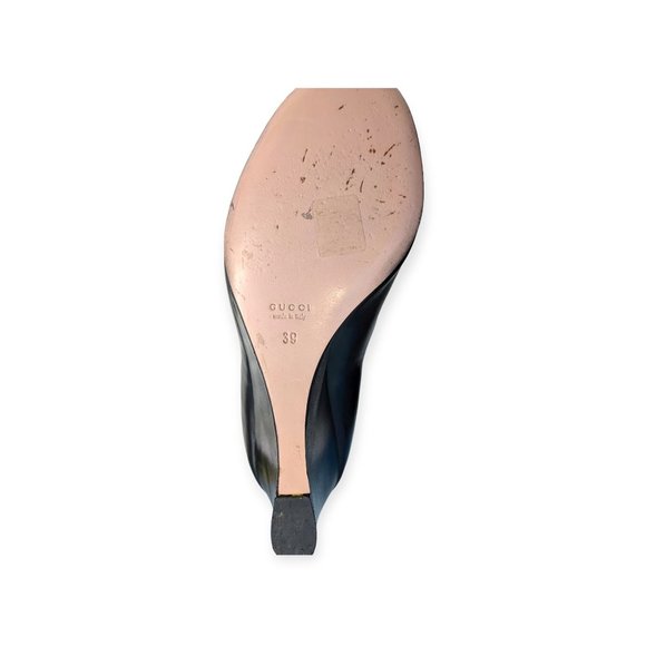 Vintage Black Leather Wedge Platform Heels Original Box Size 8 - Picture 5 of 14